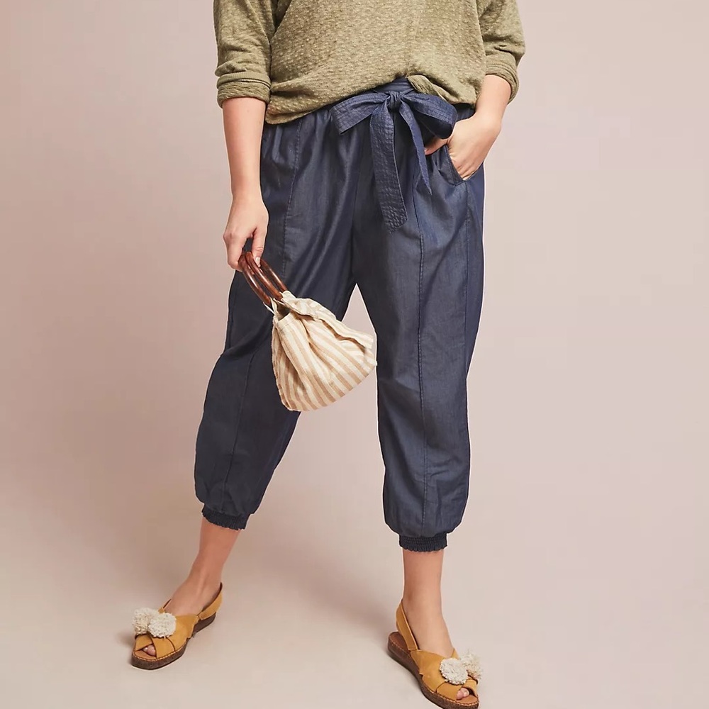 Anthropologie NWOT Globetrotter Denim Joggers | Plus Size 3X